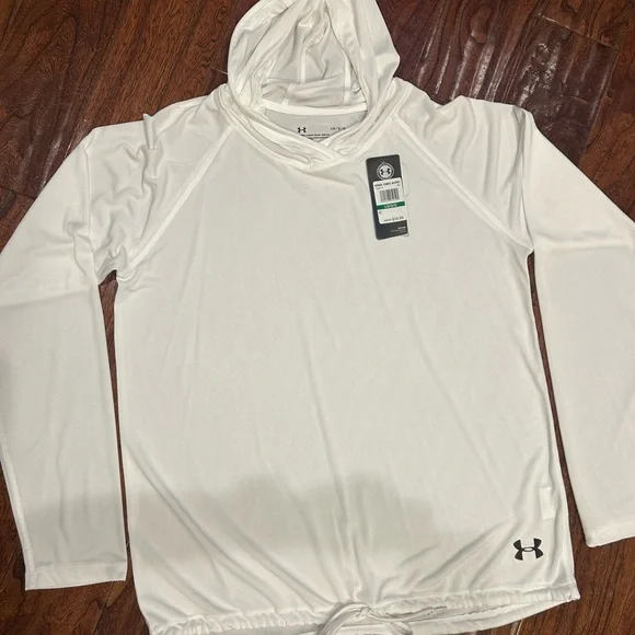 Woman's Under Armour casual oversized White Hoodie NWT size LG gym/errands - Picture 3 of 3